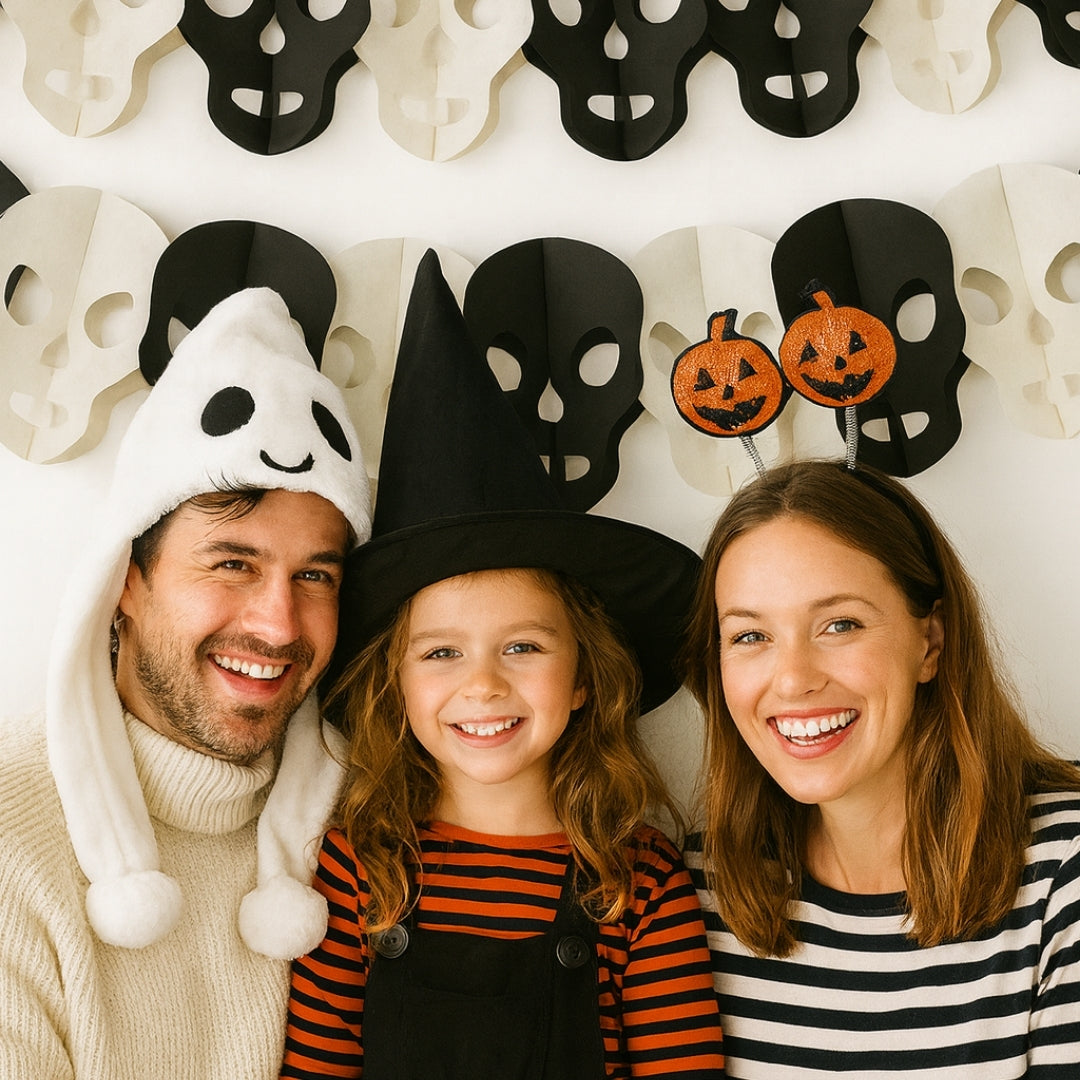 Black & White Skull Garland For Wall Hanging Decor- Over 10 Ft - 1PC