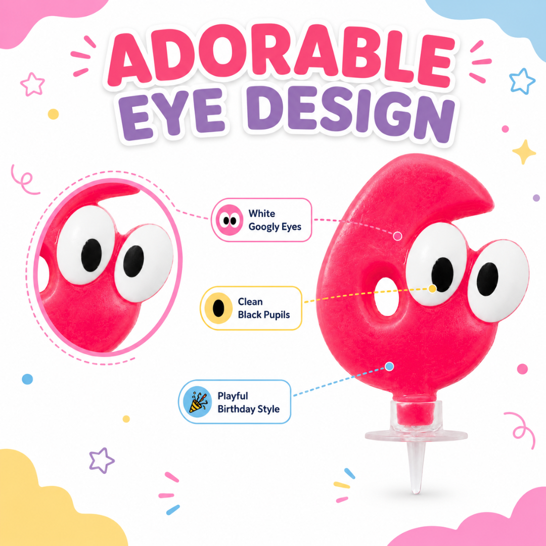Googly Eyes Number 6 Birthday Cake Candle