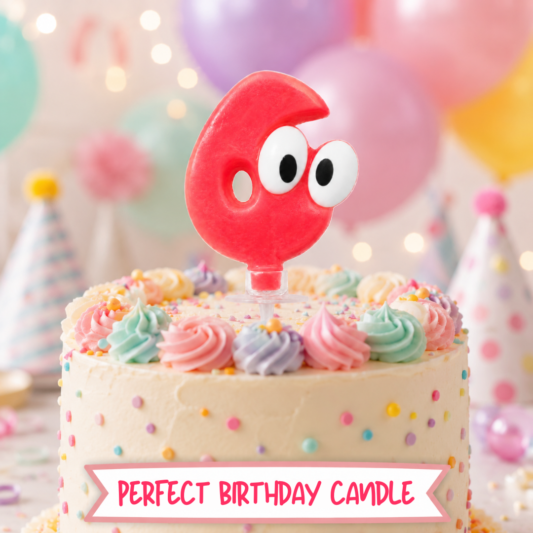 Googly Eyes Number 6 Birthday Cake Candle