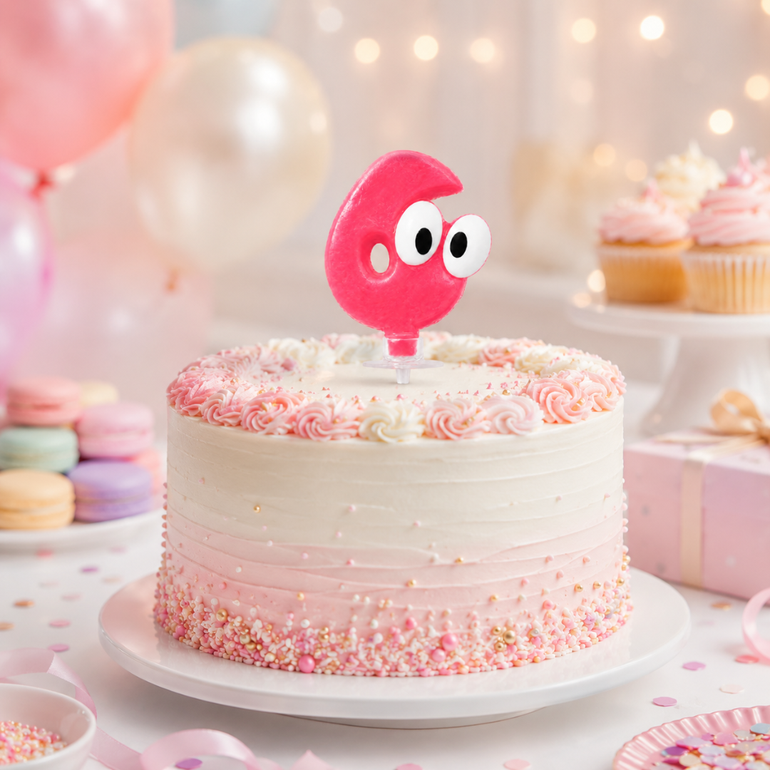 Googly Eyes Number 6 Birthday Cake Candle