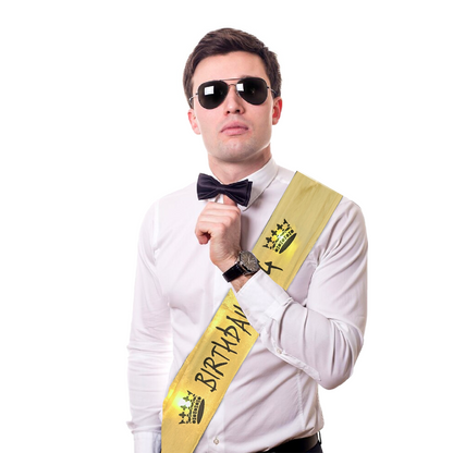 Happy Birthday King Light Up Sash - 1PC