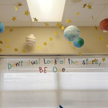 Golden Glitter Star String Decoration - 9FT - 1PC