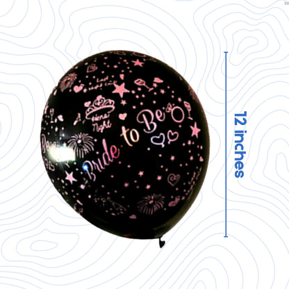 Bride To Be Black Latex/Rubber Balloons with Hen Party Prints - Helium Quality - 12 inches - 10PC