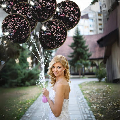 Bride To Be Black Latex/Rubber Balloons with Hen Party Prints - Helium Quality - 12 inches - 10PC