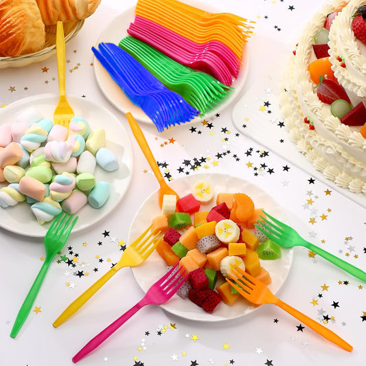 Assorted Multiciolor Forks - 24PC
