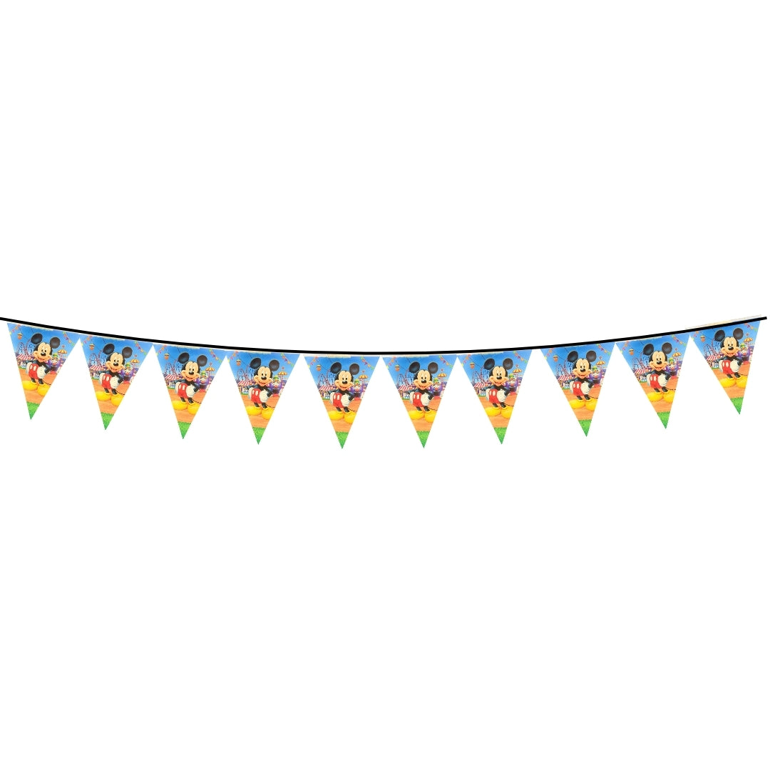Mickey Mouse Bunting Banner - Over 9 Ft Long Disney Theme Party Decoration - 1 Pc