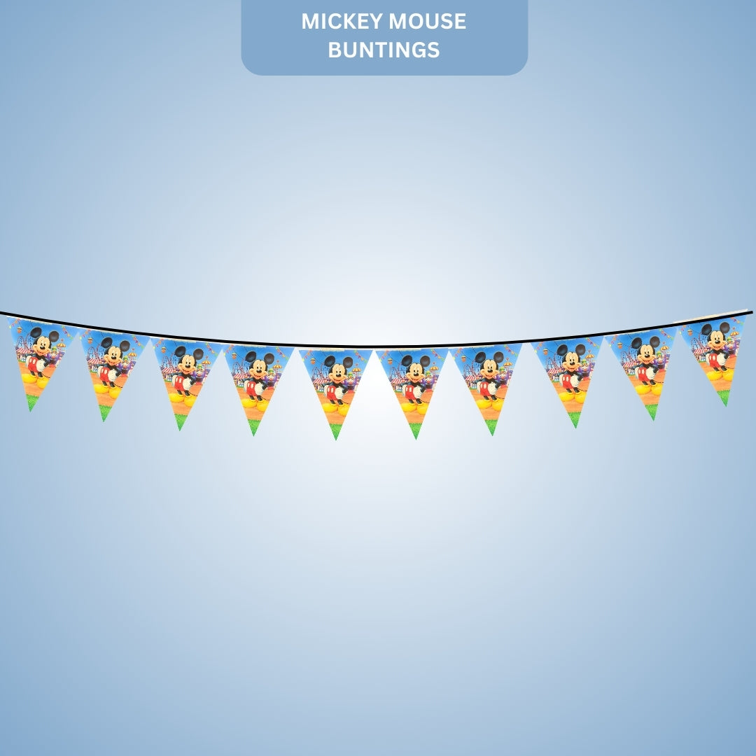 Mickey Mouse Bunting Banner - Over 9 Ft Long Disney Theme Party Decoration - 1 Pc