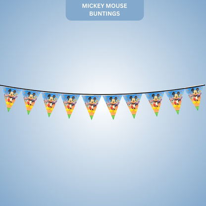 Mickey Mouse Bunting Banner - Over 9 Ft Long Disney Theme Party Decoration - 1 Pc