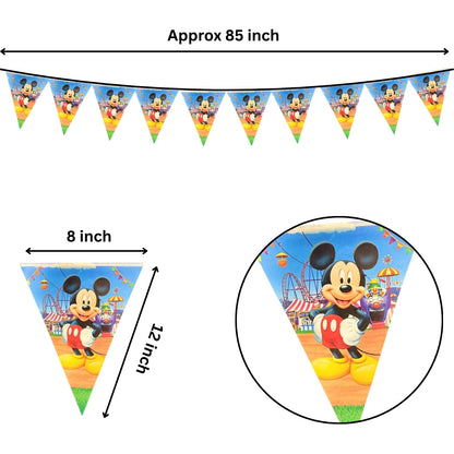Mickey Mouse Bunting Banner - Over 9 Ft Long Disney Theme Party Decoration - 1 Pc