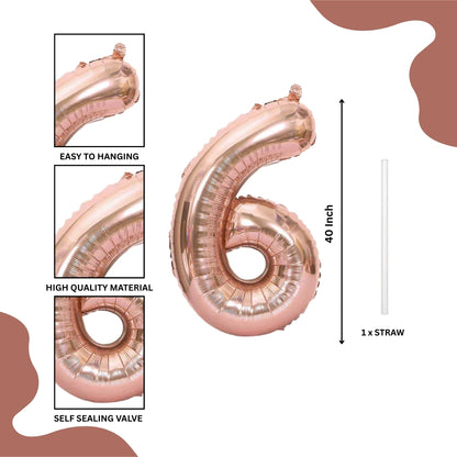 40 Numerical 6 Rose Gold Balloon