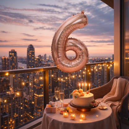 40 Numerical 6 Rose Gold Balloon
