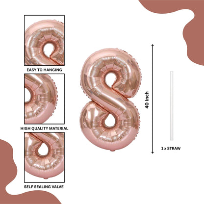 40 Numerical 8 Rose Gold Balloon