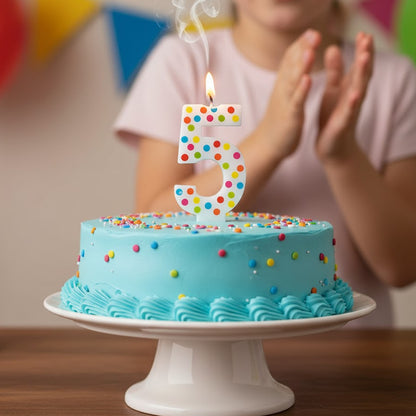 Multi Color Polk Dot Candle Numerical 5