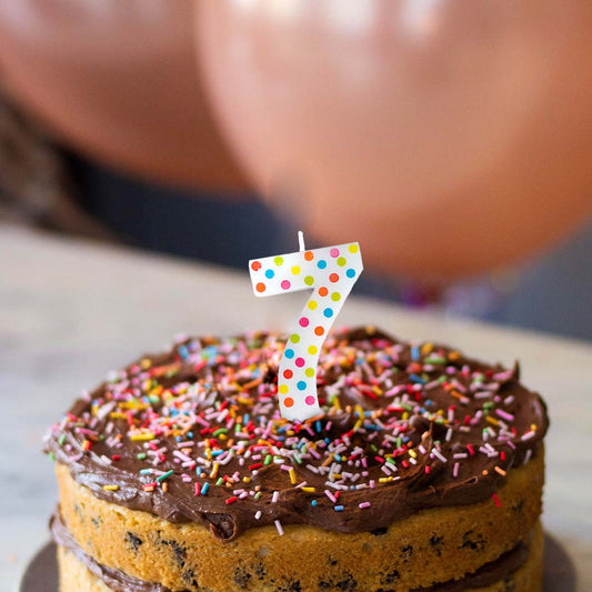 Number 7 Multicolor Polka Dot Candle - 1PC