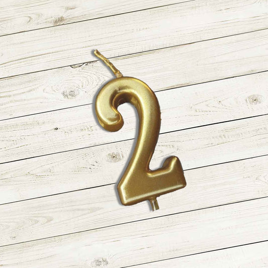 Golden Number 2 Candle - 1PC