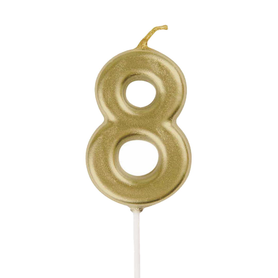 Golden Number 8  Candle - 1PC