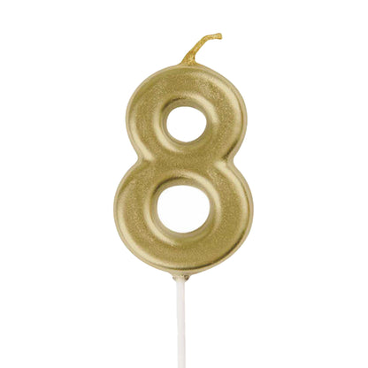 Golden Number 8  Candle - 1PC