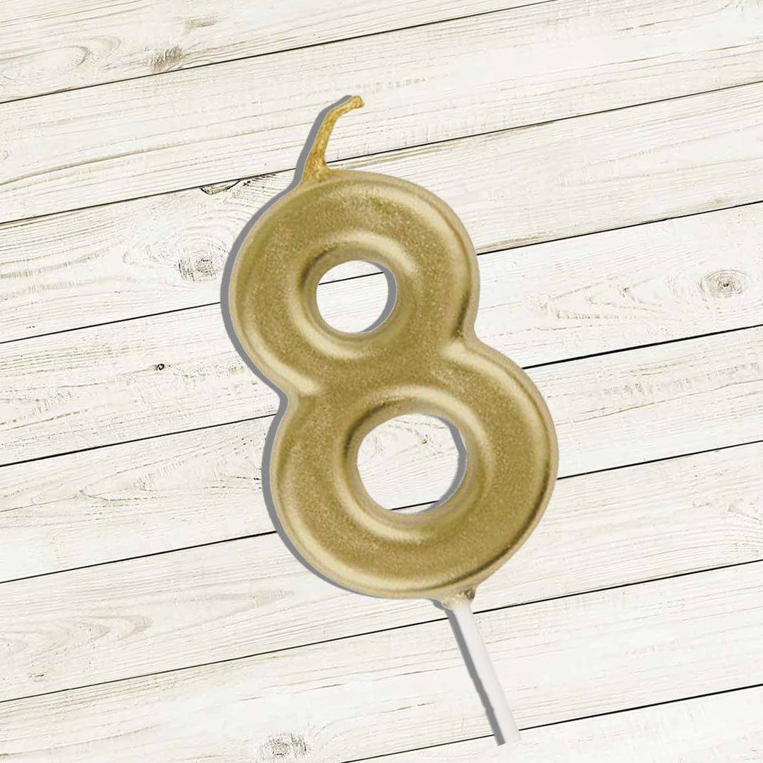 Golden Number 8  Candle - 1PC