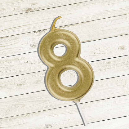 Golden Number 8  Candle - 1PC