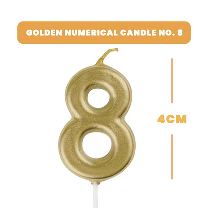 Golden Number 8  Candle - 1PC