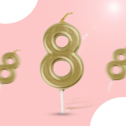 Golden Number 8  Candle - 1PC
