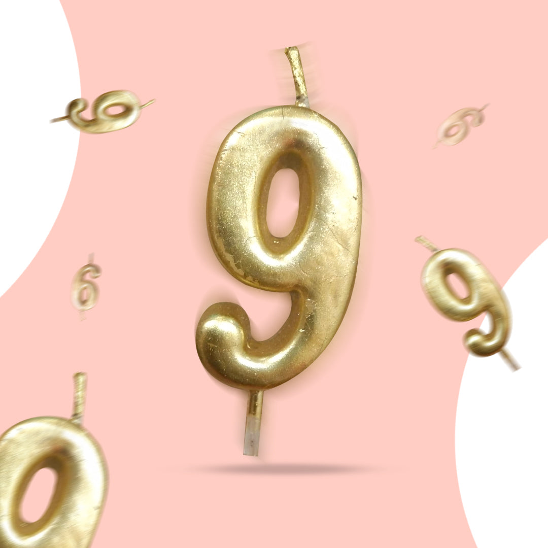 Golden Number 9  Candle - 1PC