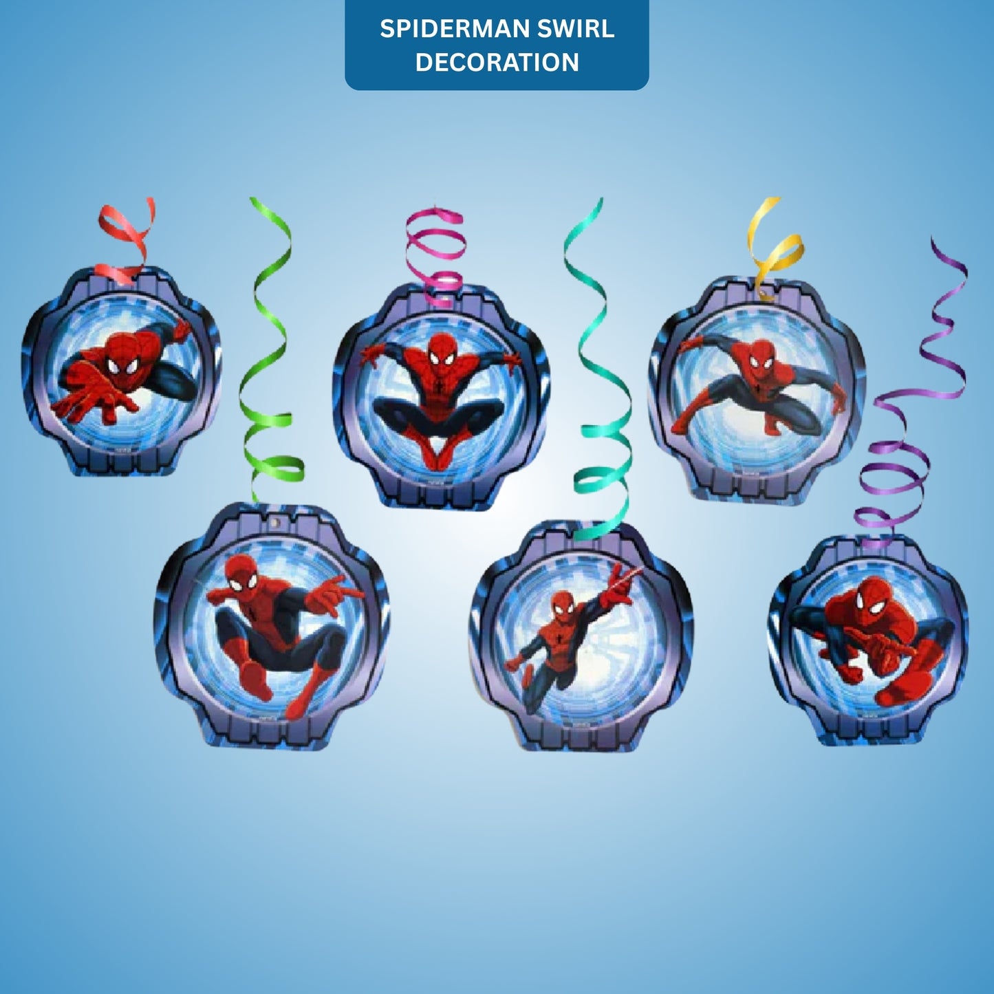 Spiderman Swirl Decorations - Hanging Ceiling Swirls for Superhero Birthday Party - 12 Pc
