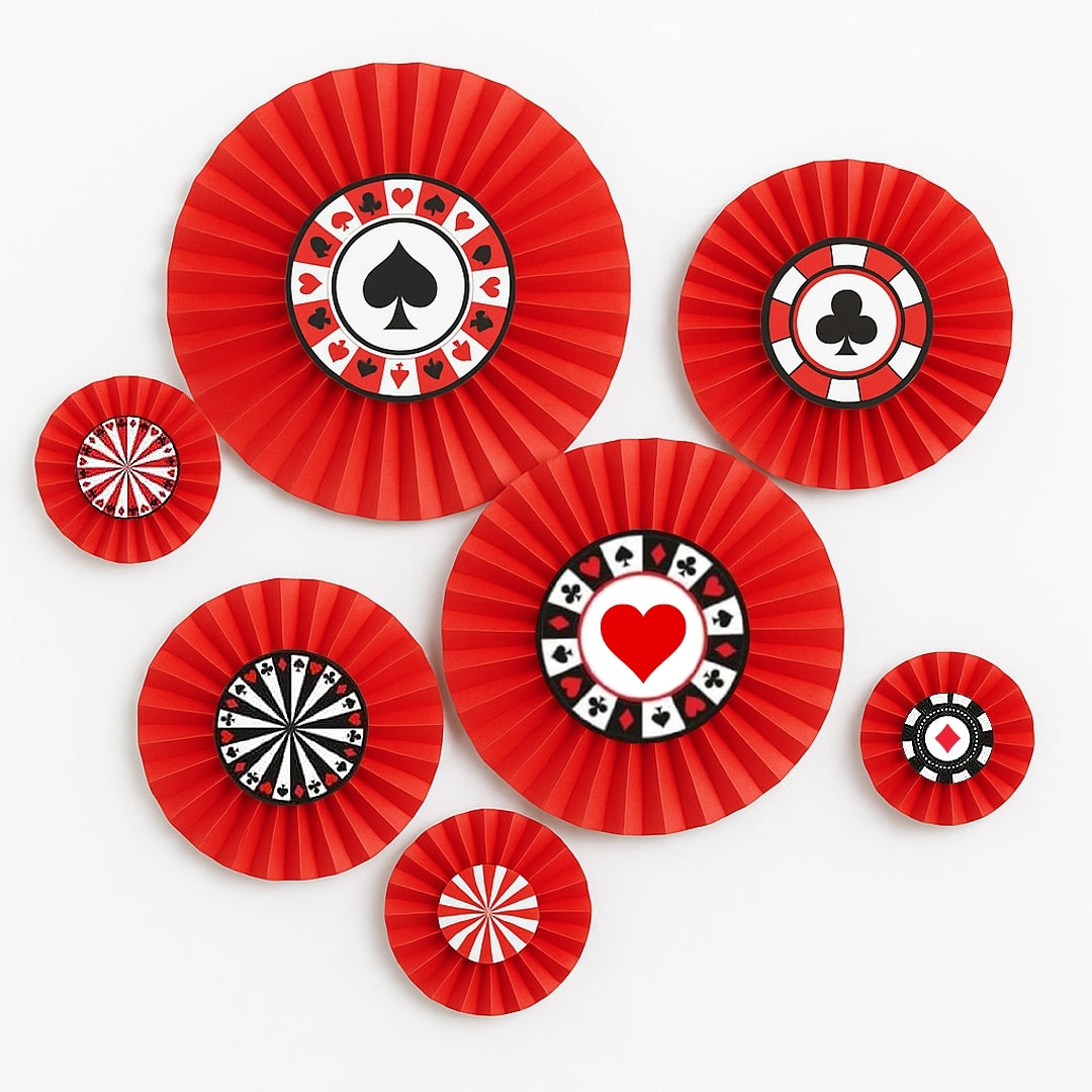 Card Party Paper Fan Decoration Set