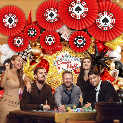 Card Party Paper Fan Decoration Set