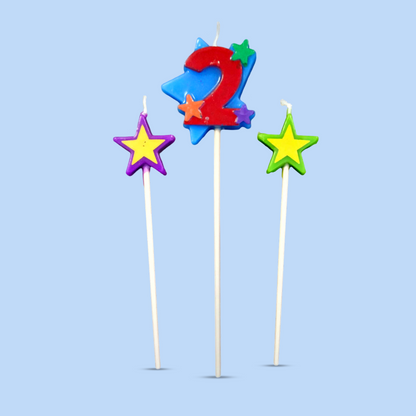 Number 2 Candle on Stick - 1 PC