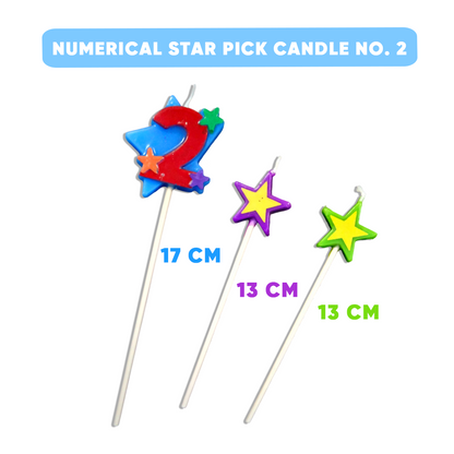 Number 2 Candle on Stick - 1 PC
