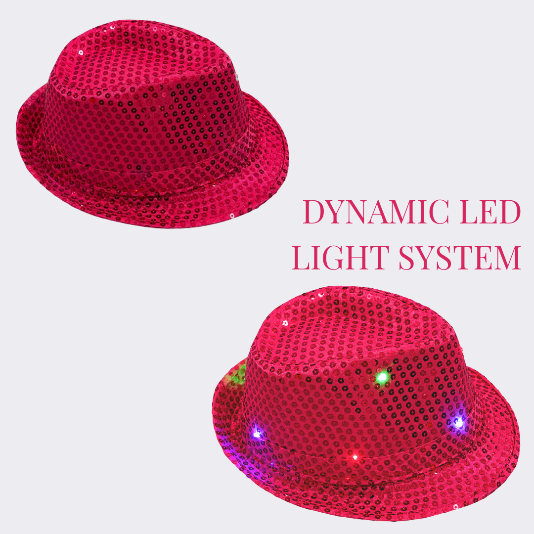 Sequin Light Up Hat Hot Pink - 1PC