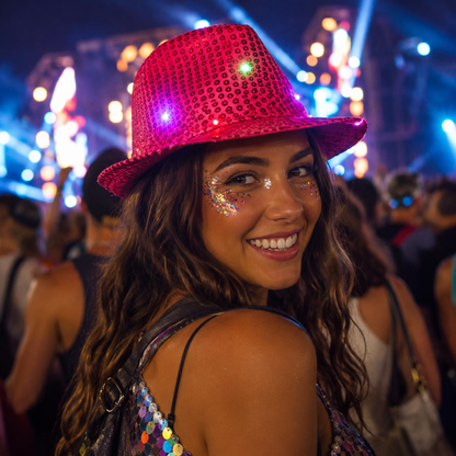 Sequin Light Up Hat Hot Pink - 1PC