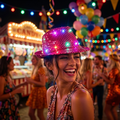 Sequin Light Up Hat Hot Pink - 1PC
