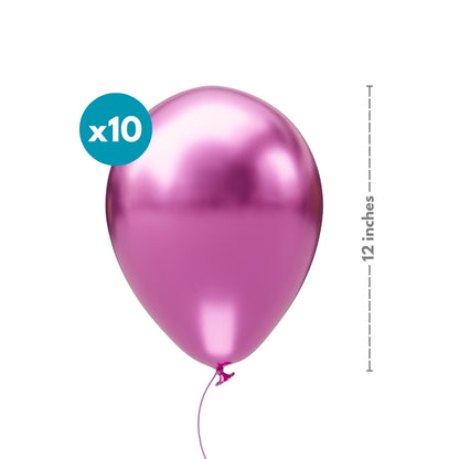 Hot Pink Latex/Rubber Balloons - Helium Quality - 12 inches - 10PC
