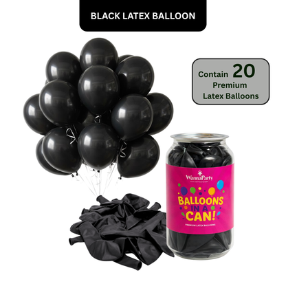 Balloon in a Can Black Latex Balloons (Pack of 20)