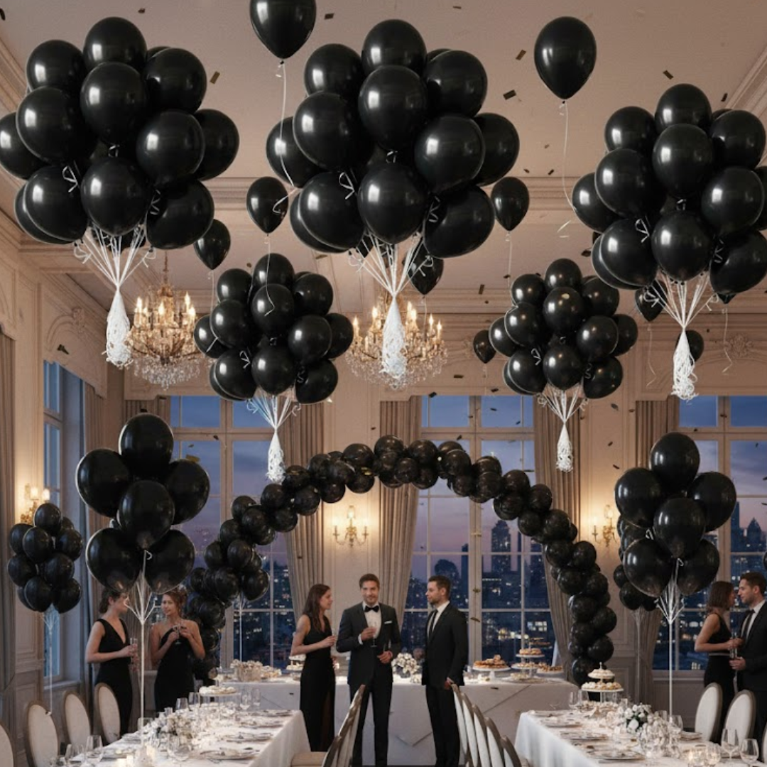 Balloon in a Can Black Latex Balloons (Pack of 20)