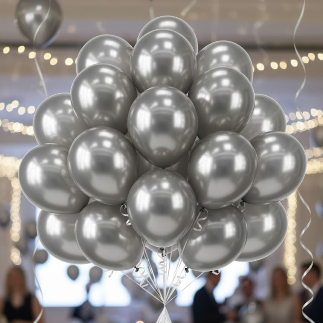 Balloon in a Can Silver Latex Balloons (Pack of 20)