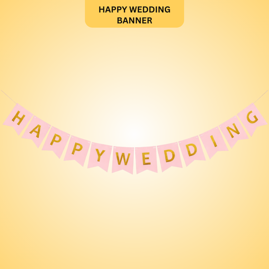 Happy Wedding Banner 9 Feet Bridal Shower Marriage Party Decor