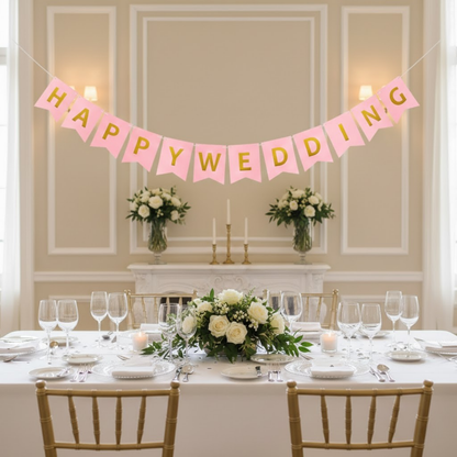 Happy Wedding Banner 9 Feet Bridal Shower Marriage Party Decor