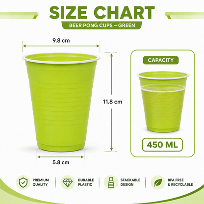 Beer Pong Cups Green - 20PC