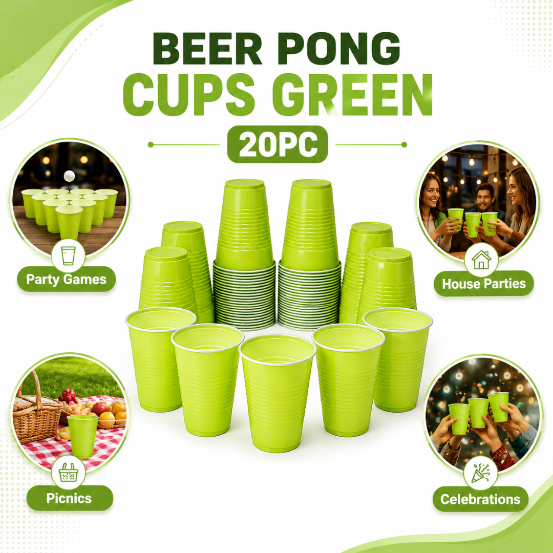 Beer Pong Cups Green - 20PC