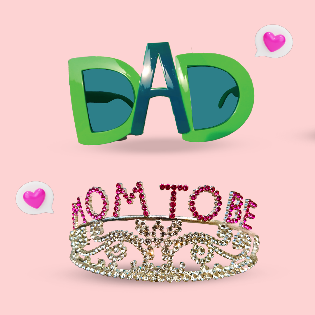 Wanna Party Mom to Be crown and Dad to be Sunglasses Combo Pack