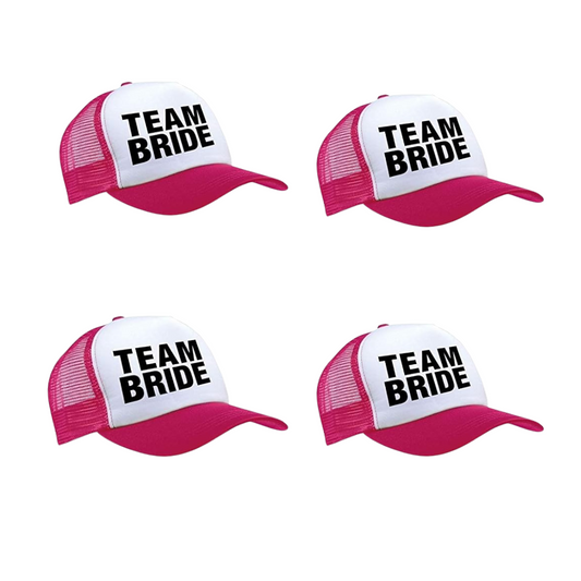 TEAM BRIDE Pink Caps for Bachellorette / Hens Party - Adjustable - 4PC