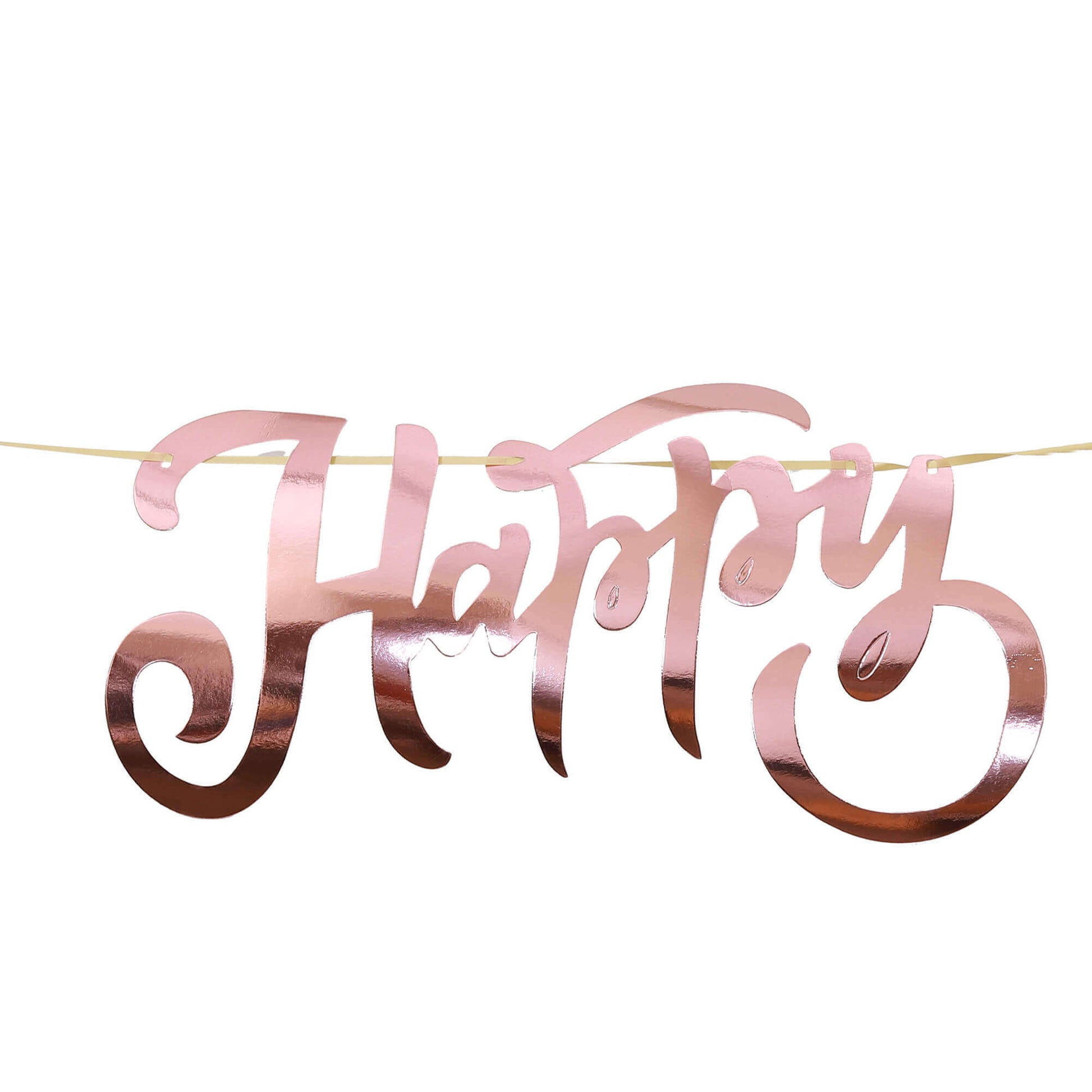Happy Birthday Cursive Rose Gold Banner - 1pc