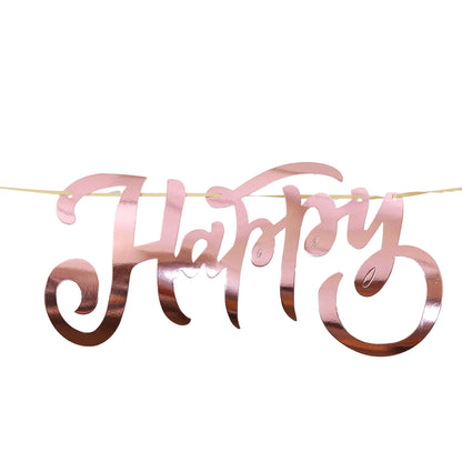 Happy Birthday Cursive Rose Gold Banner - 1pc