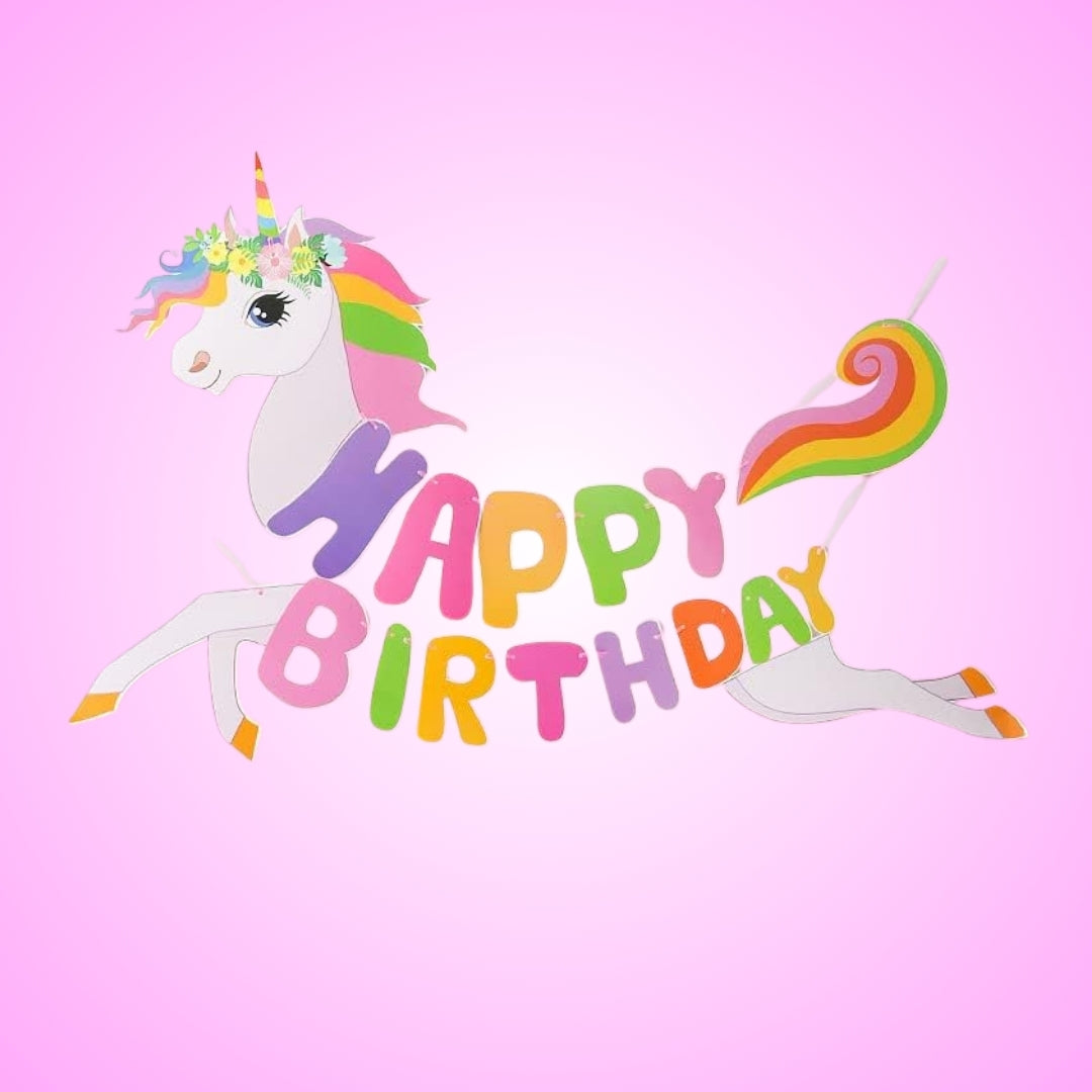 Happy Birthday Unicorn Banner - 1PC