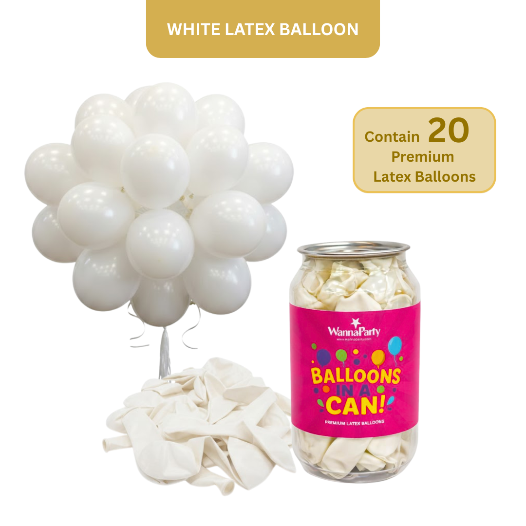 Balloon in a Can White Latex Balloons (Pack of 20)