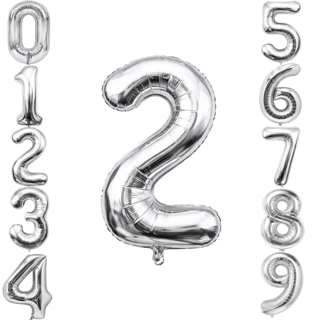 Silver Number 2 Foil Balloon 40 Inch  Air Filled Pack of 1