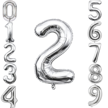 Silver Number 2 Foil Balloon 40 Inch  Air Filled Pack of 1